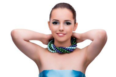 Güzel kadın moda kavramı üzerinde beyaz izole