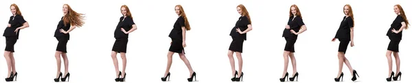 Mujer embarazada en imagen compuesta aislada en blanco — Foto de Stock