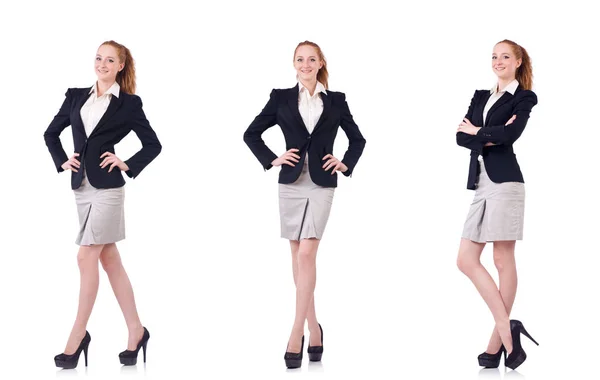 Businesswoman with briefcase isolated on white — Stock Photo, Image