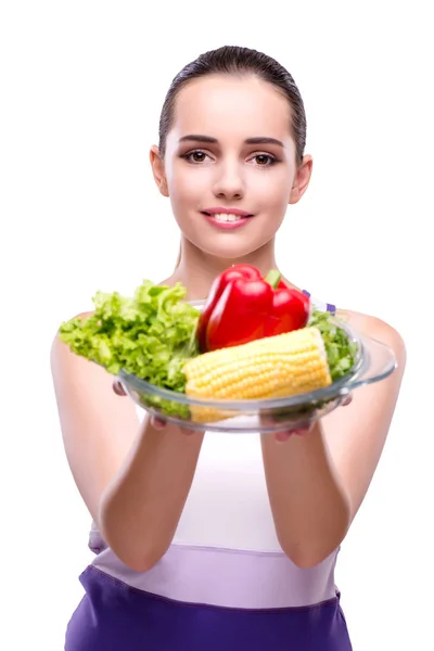 Mujer en concepto de alimentación saludable — Foto de Stock