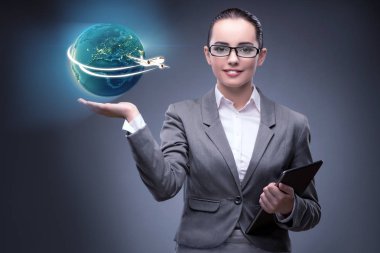İşkadını hava seyahat konsepti