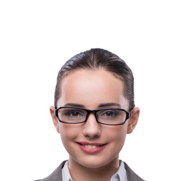 güzel iş kadını portre üzerinde beyaz izole