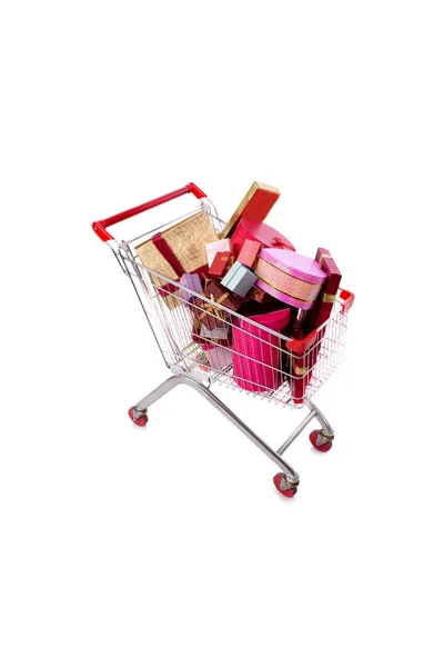 Shopping cart trolley isolated on the white background — Stock Photo, Image