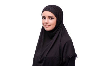 Siyah üzerine beyaz izole içinde Müslüman kadın