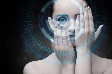 Techno kadın futuristik konsepti