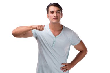 Yakışıklı delikanlı beyaz arka plan üzerinde izole