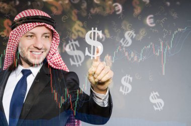 Dolar iş kavramı ile Arap adam