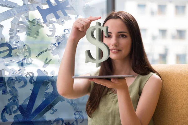 Businesswoman with dollars in business concept — Stock Photo, Image