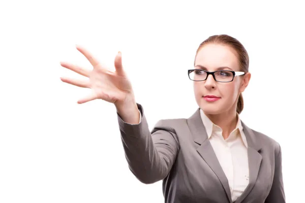 Strenge ernsthafte Geschäftsfrau isoliert auf weiß — Stockfoto