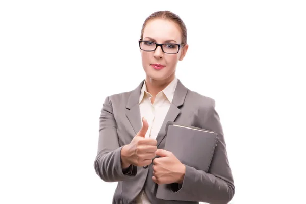 Estricta mujer de negocios seria aislada en blanco — Foto de Stock