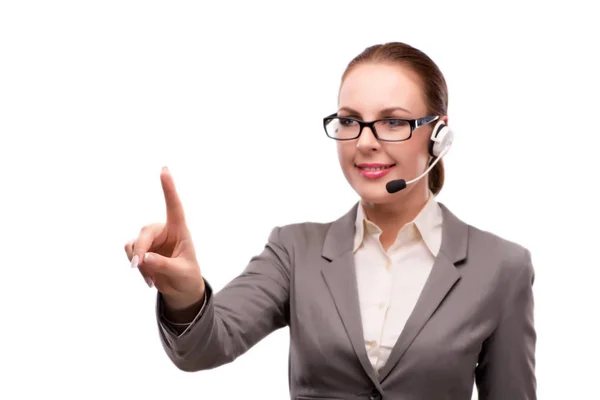 Operador de call center isolado em fundo branco — Fotografia de Stock