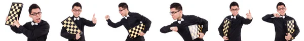하얀 위에 고립된 재미있는 체스 선수 — 스톡 사진