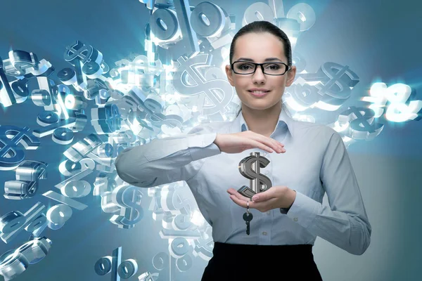 Businesswoman in real estate mortgage concept — Stock Photo, Image
