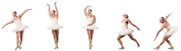 Mann im Ballett-Tutu isoliert auf Weiß — Stockfoto