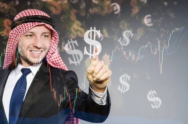 Arabisk man med dollar i affärsidé — Stockfoto