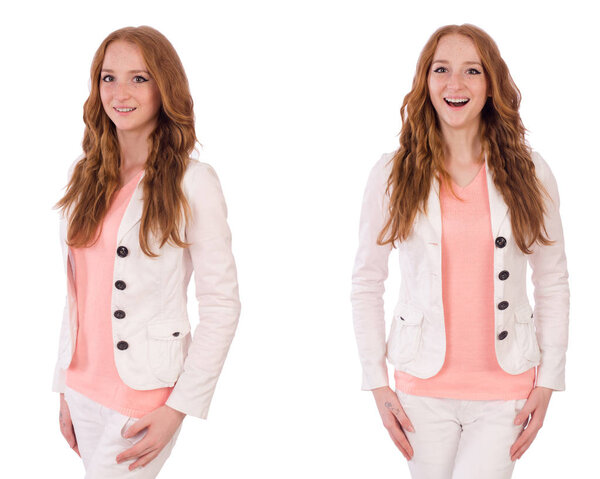 Молодая женщина изолированы на белом фоне