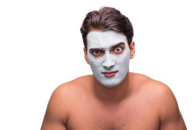 Adam beyaz izole çamur maskesi