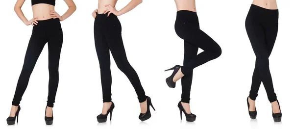 Leggins negros en concepto de moda de belleza aislados en blanco —  Fotos de Stock