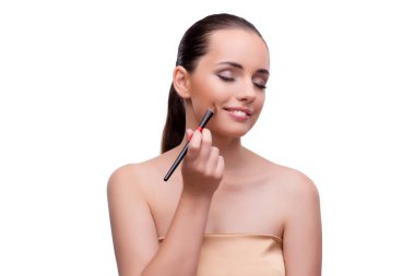 Kadın beyaz izole makyaj almak