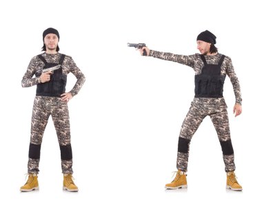 Silahlı asker beyazı izole etti.