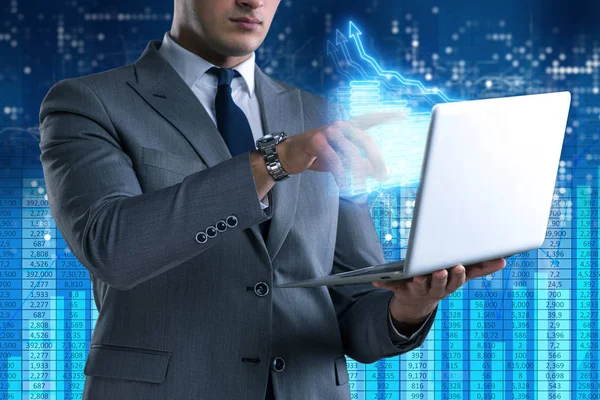 Businessman in stock exchange trading concept — Stock Photo, Image