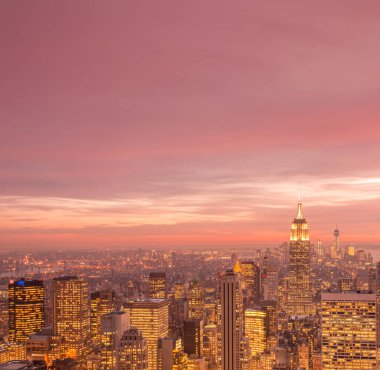 Günbatımında New York Manhattan manzarası