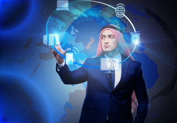 Arabische man in computing totaalconcept — Stockfoto