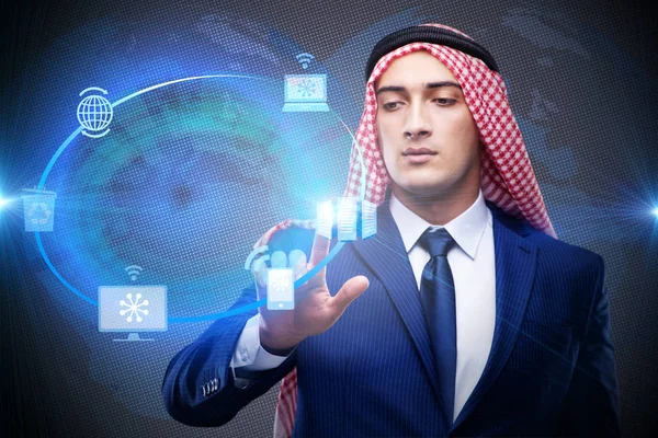 Arabische man in computing totaalconcept — Stockfoto