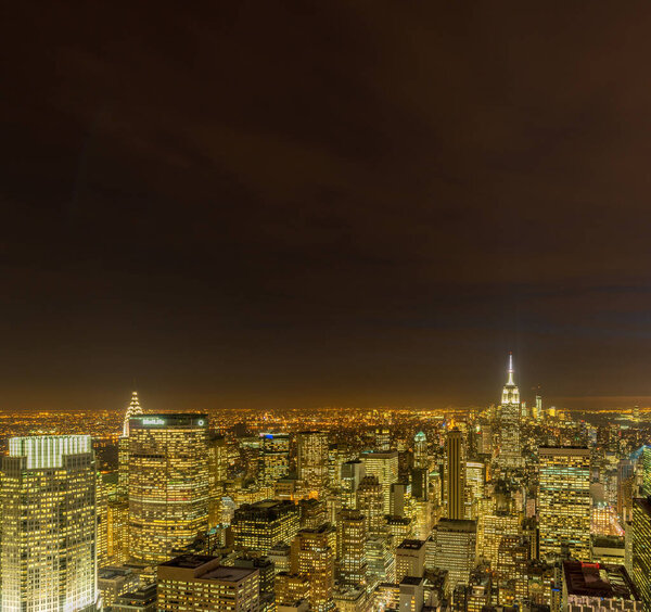 View of New York Manhattan during sunset hours