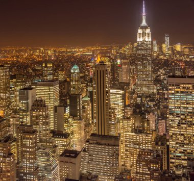 Günbatımında New York Manhattan manzarası
