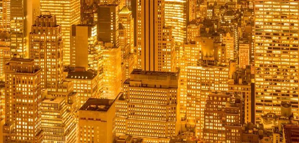 Uitzicht op New York Manhattan tijdens zonsondergang — Stockfoto