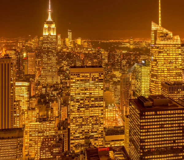 Blick auf New York Manhattan bei Sonnenuntergang — Stockfoto