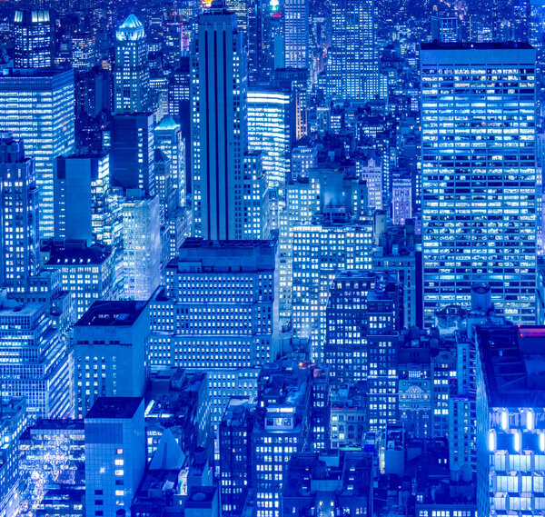 View of New York Manhattan during sunset hours