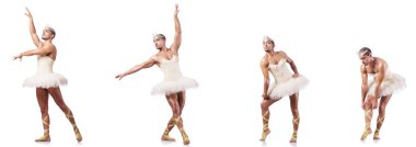 Beyaz bale etekli adam izole edilmiş.