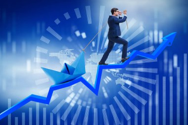 Tekne Çizgi grafiğinin üzerine çekerek işadamı