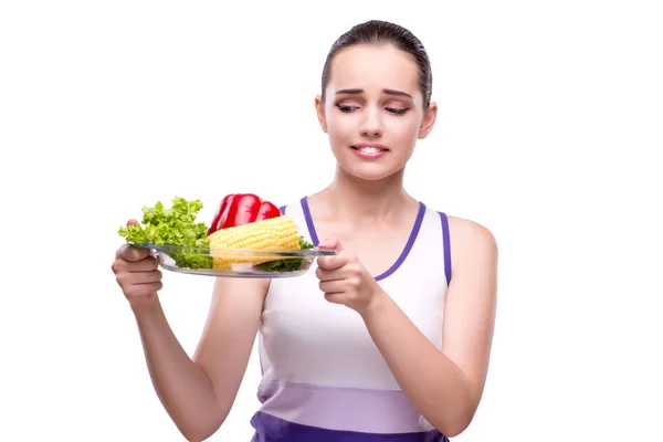 Mulher no conceito de alimentação saudável — Fotografia de Stock