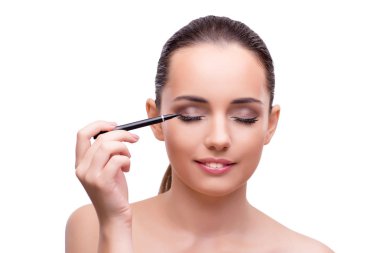 Kadın beyaz izole makyaj almak