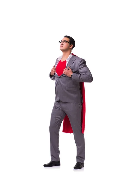 Mladý podnikatel nosí červený kryt na bílém — Stock fotografie