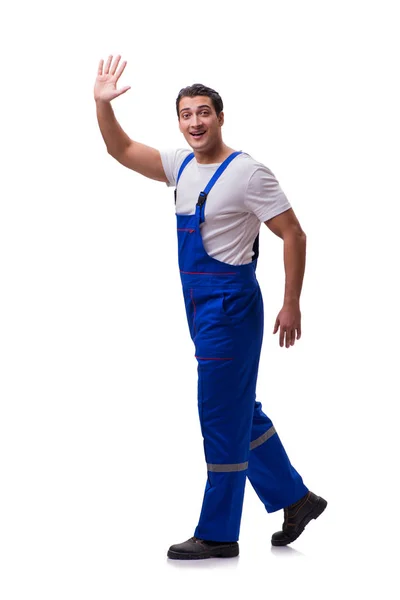 Gutaussehender Reparateur in weißen Overalls — Stockfoto