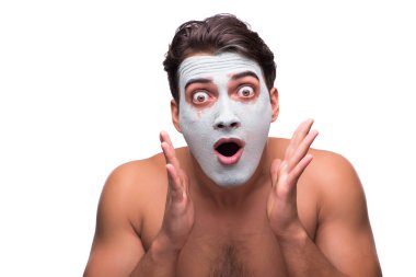 Adam beyaz izole çamur maskesi