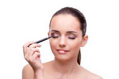 Kadın beyaz izole makyaj almak