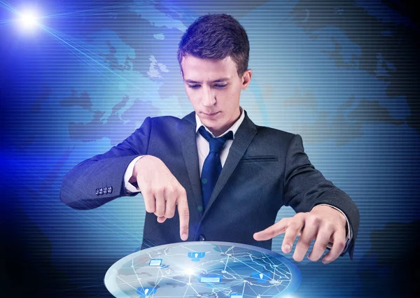 Man in social networks concept — Stock Photo, Image