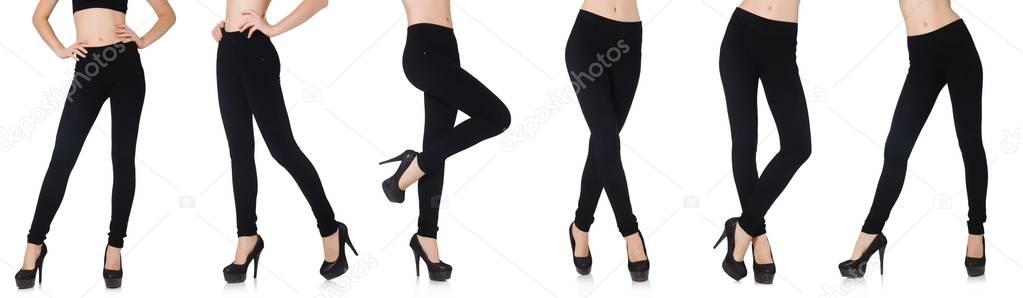 Black leggings in beauty fashion concept isolated on white