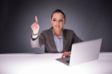 İş konseptinde dizüstü bilgisayarı olan iş kadını