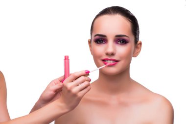 kadın ruj beyaz izole uygulamak