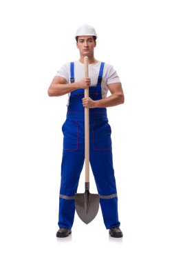 Kürekli tamirci beyazı izole etti.