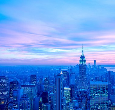 Günbatımında New York Manhattan manzarası