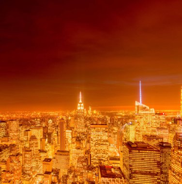 Günbatımında New York Manhattan manzarası