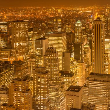 Günbatımında New York Manhattan manzarası