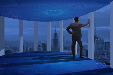 3d ön taraftaki işadamı oluşturulmuş pencereler